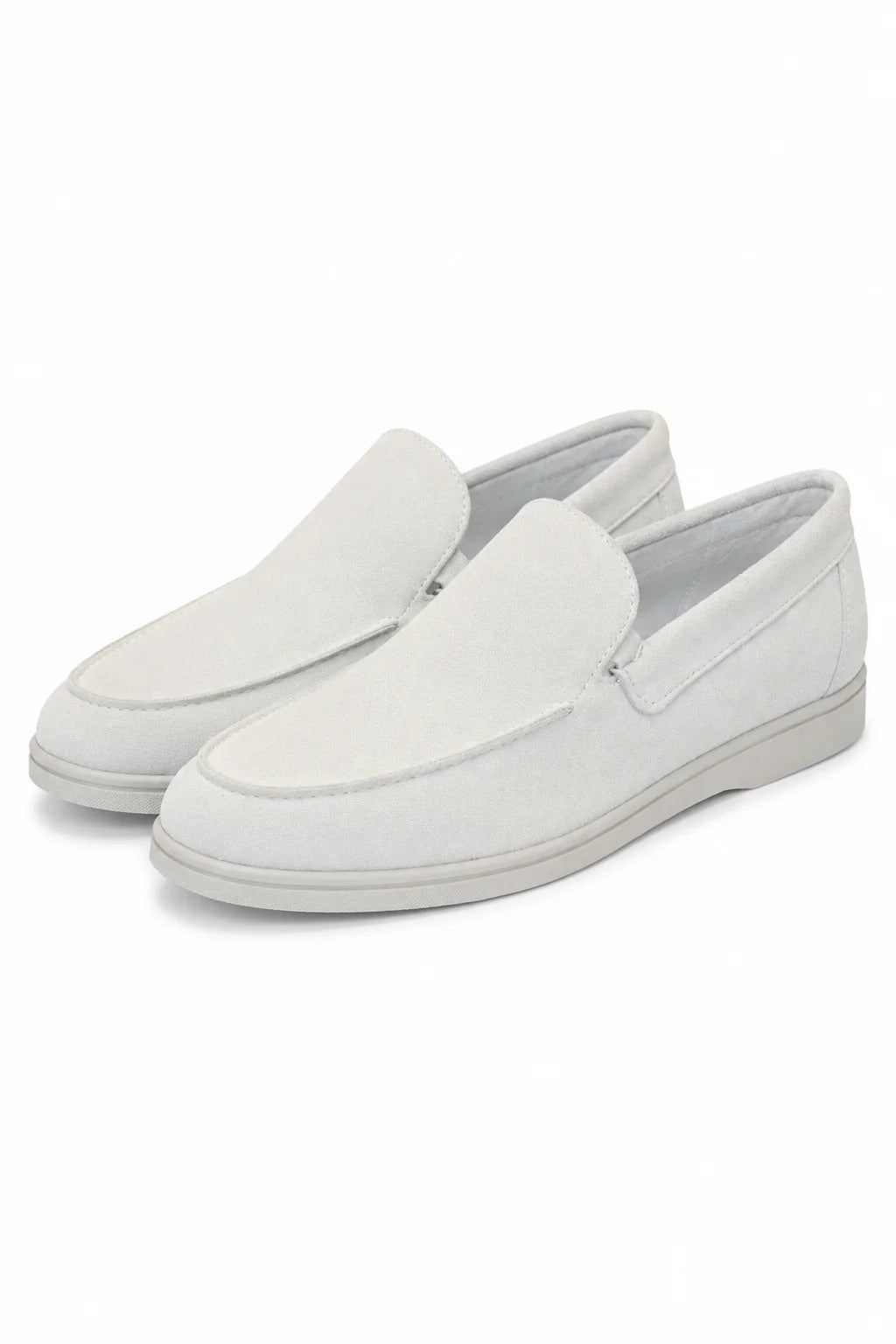 The Sheridan Men's Lightweight Slip On Suede Loafers - White