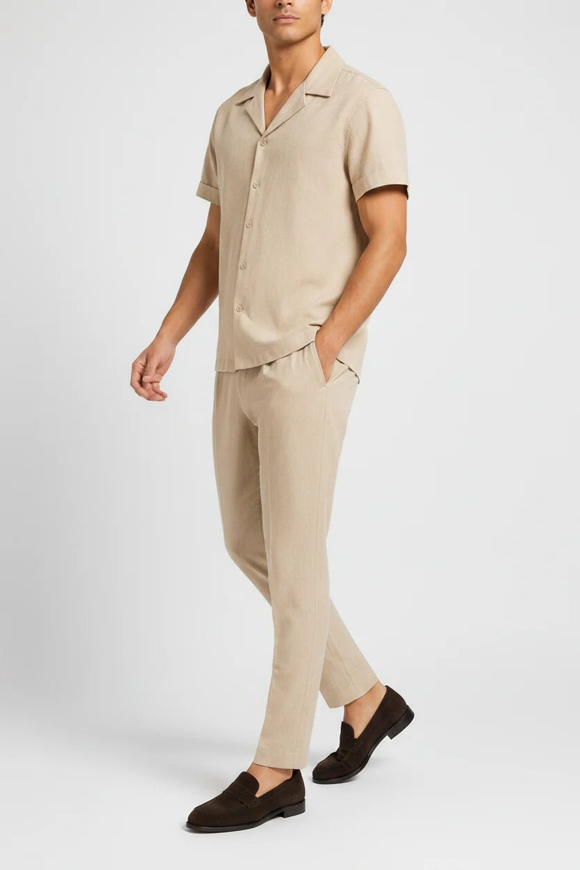 The Merano Men's Smart Casual Linen Shirt & Trousers Set