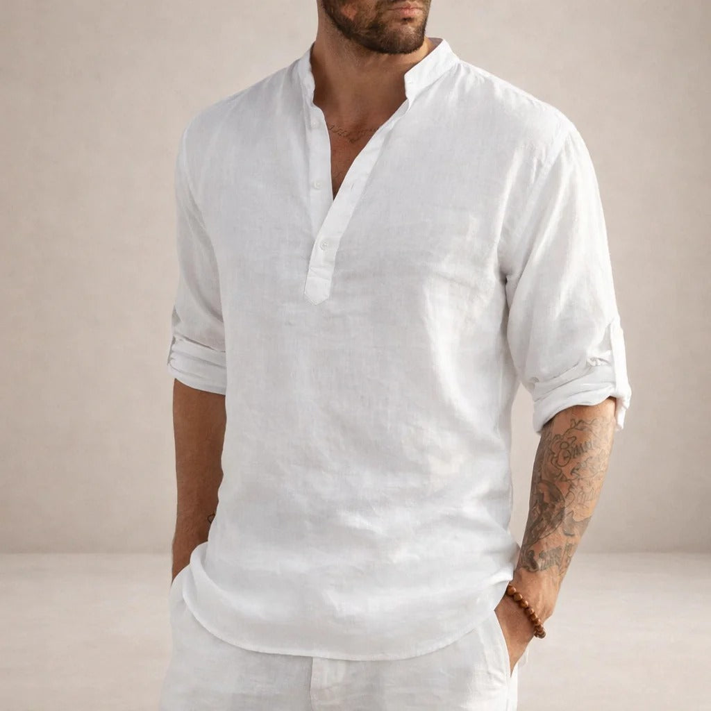 The Greenpoint Men's Lightweight Linen Henley Shirt