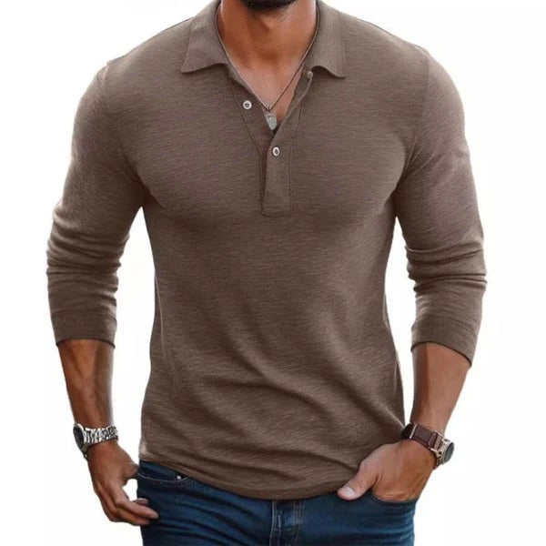 The Ortisei Men's Smart Casual Stretch Long Sleeve Polo Shirt