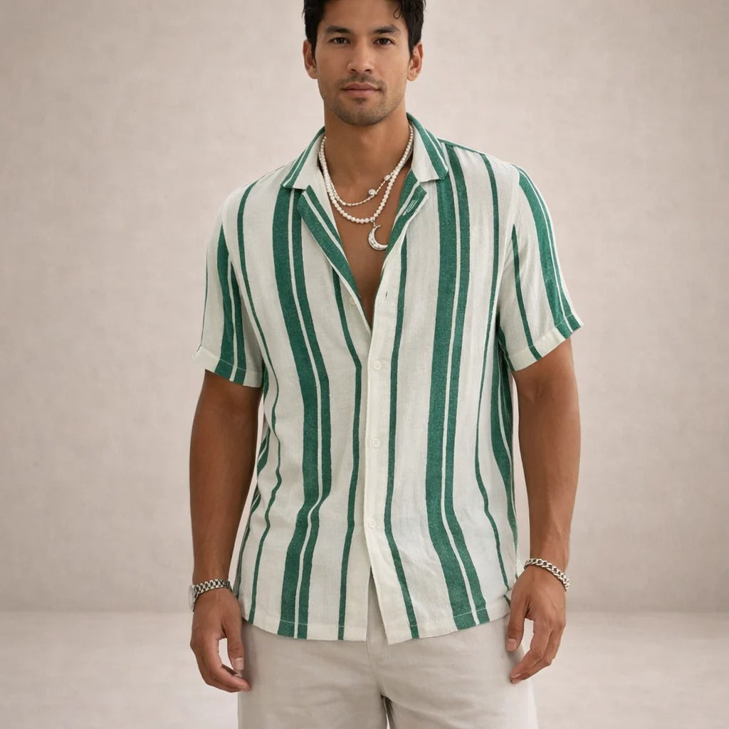 The Beacon Men's Casual Striped Linen Shirt