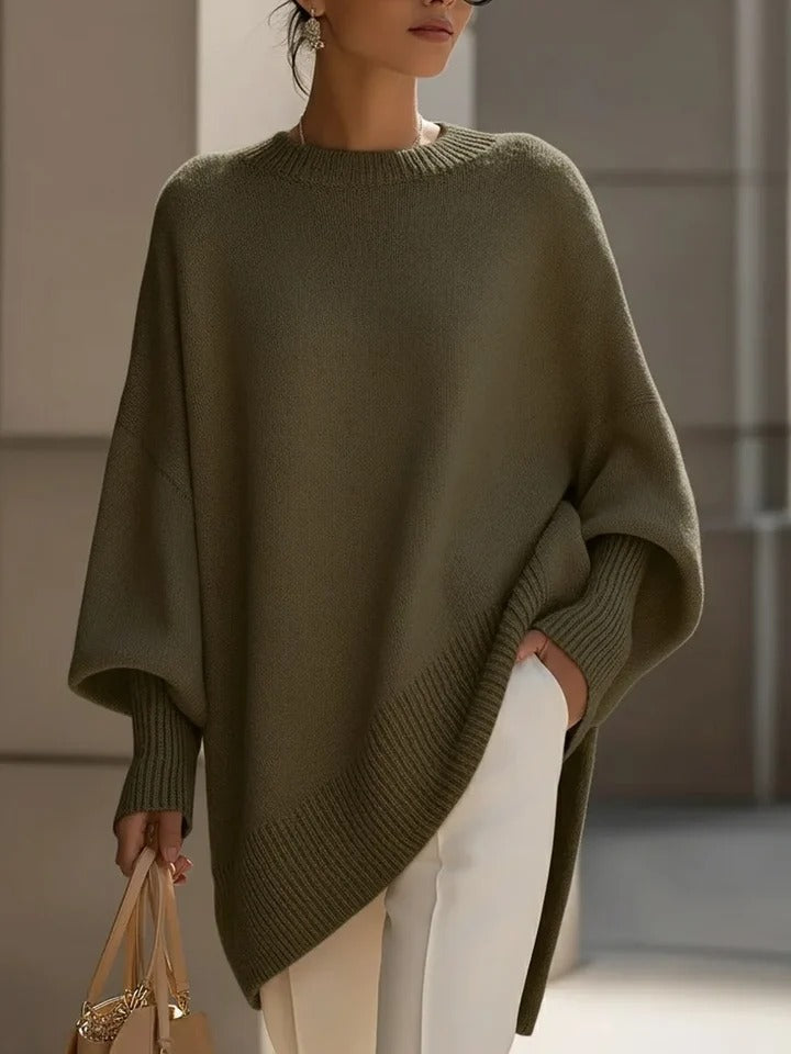 Women's Oversized Jumpers with Asymmetrical Hem