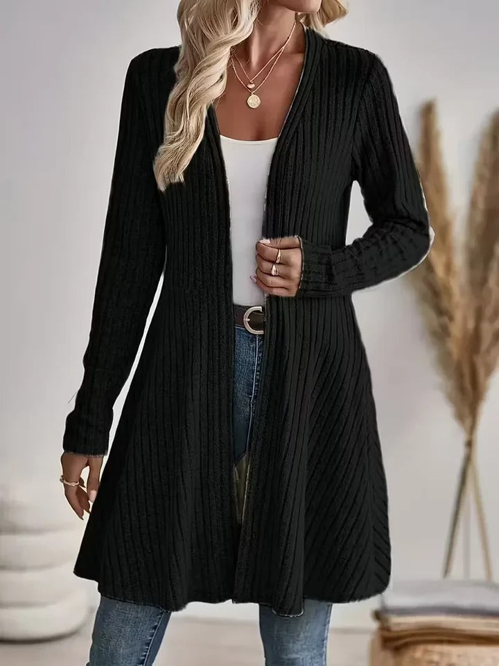 Women's Open Front Cardigan with Ruffle Hem