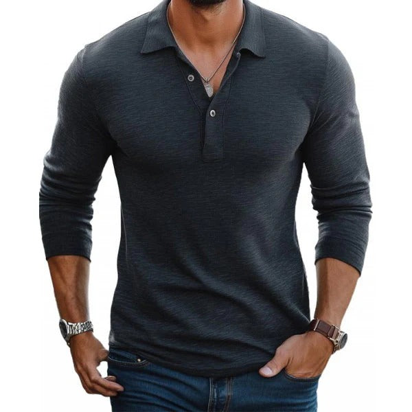 The Ortisei Men's Smart Casual Stretch Long Sleeve Polo Shirt