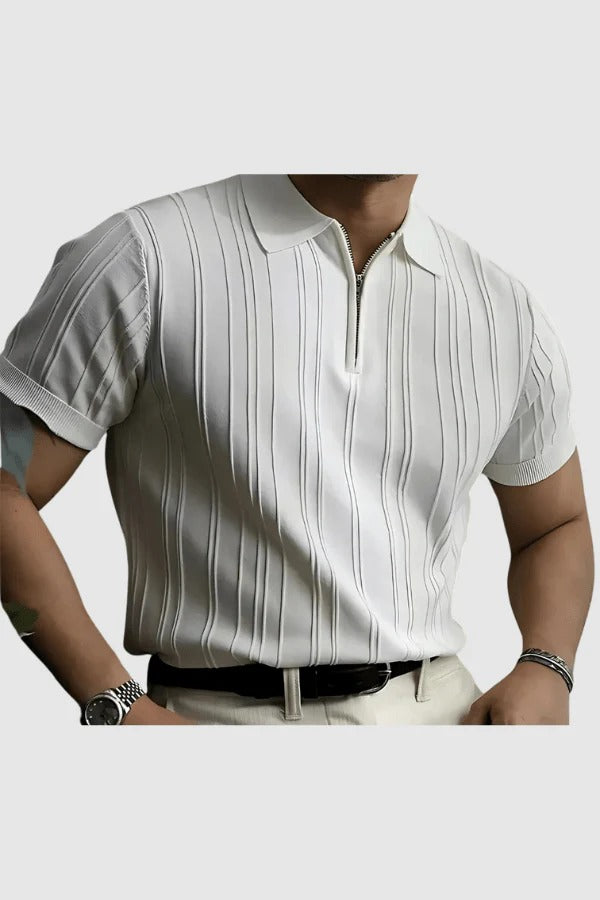 The Murano Men's Smart Zip Knit Polo Shirt