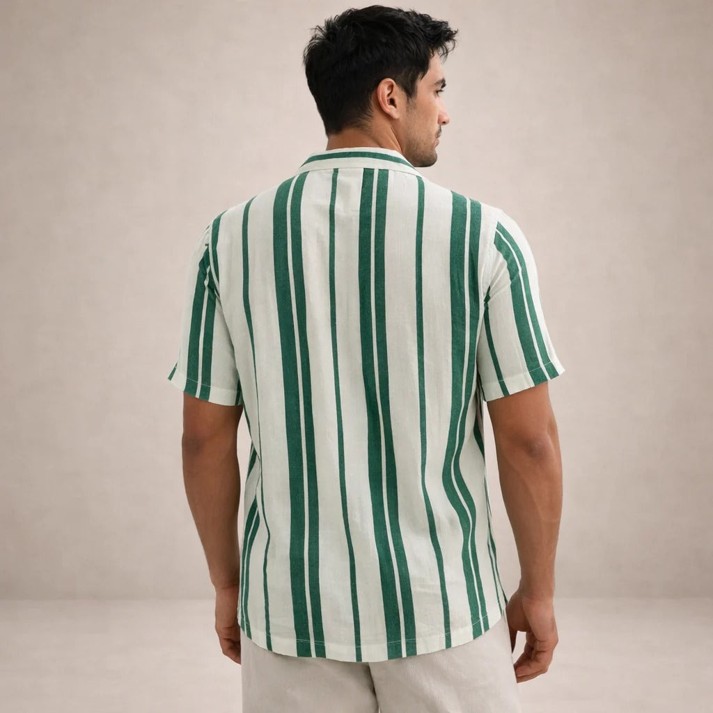 The Beacon Men's Casual Striped Linen Shirt