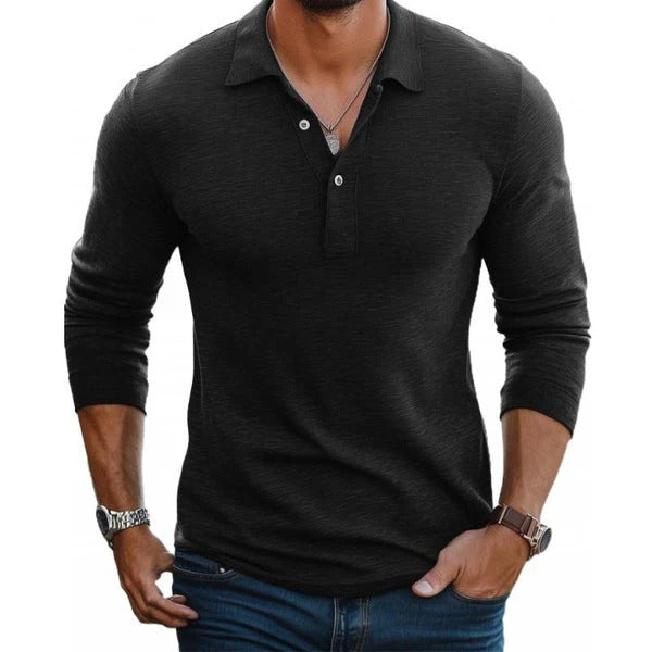 The Ortisei Men's Smart Casual Stretch Long Sleeve Polo Shirt