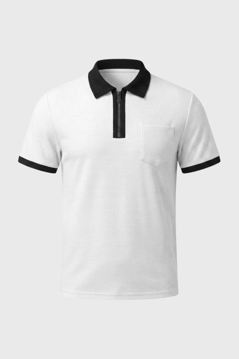 The Trastevere Men's Smart Contrast Collar Zip Polo Shirt