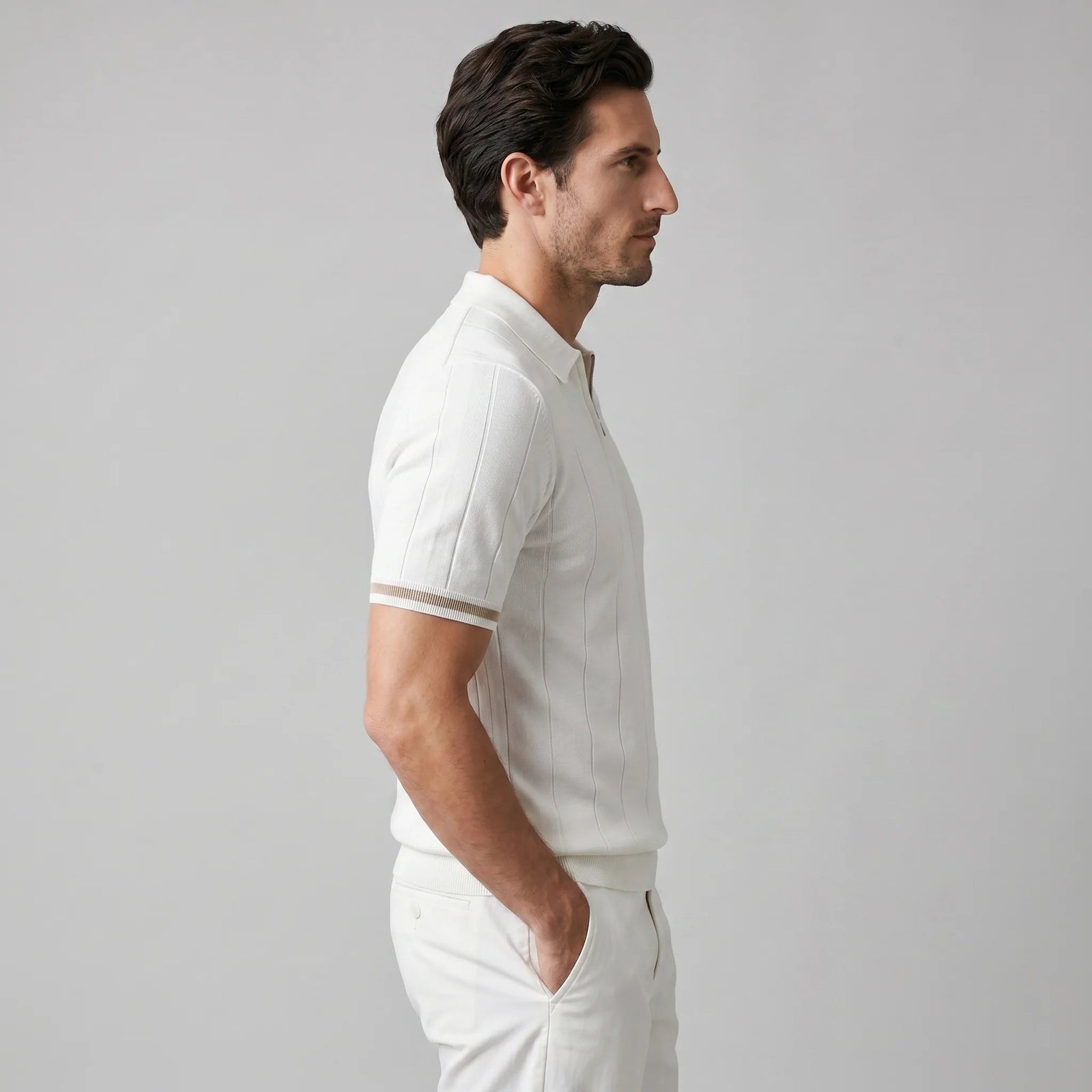 The Venezia Men's Smart Zip Neck Knit Polo Shirt