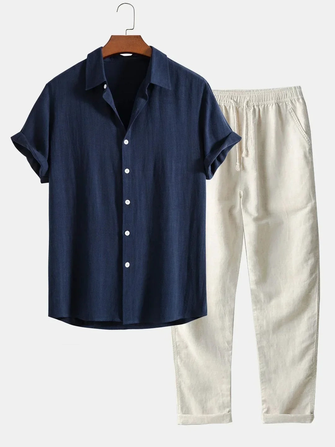 The Stresa Men's Relaxed Fit Linen Shirt & Drawstring Trousers Set