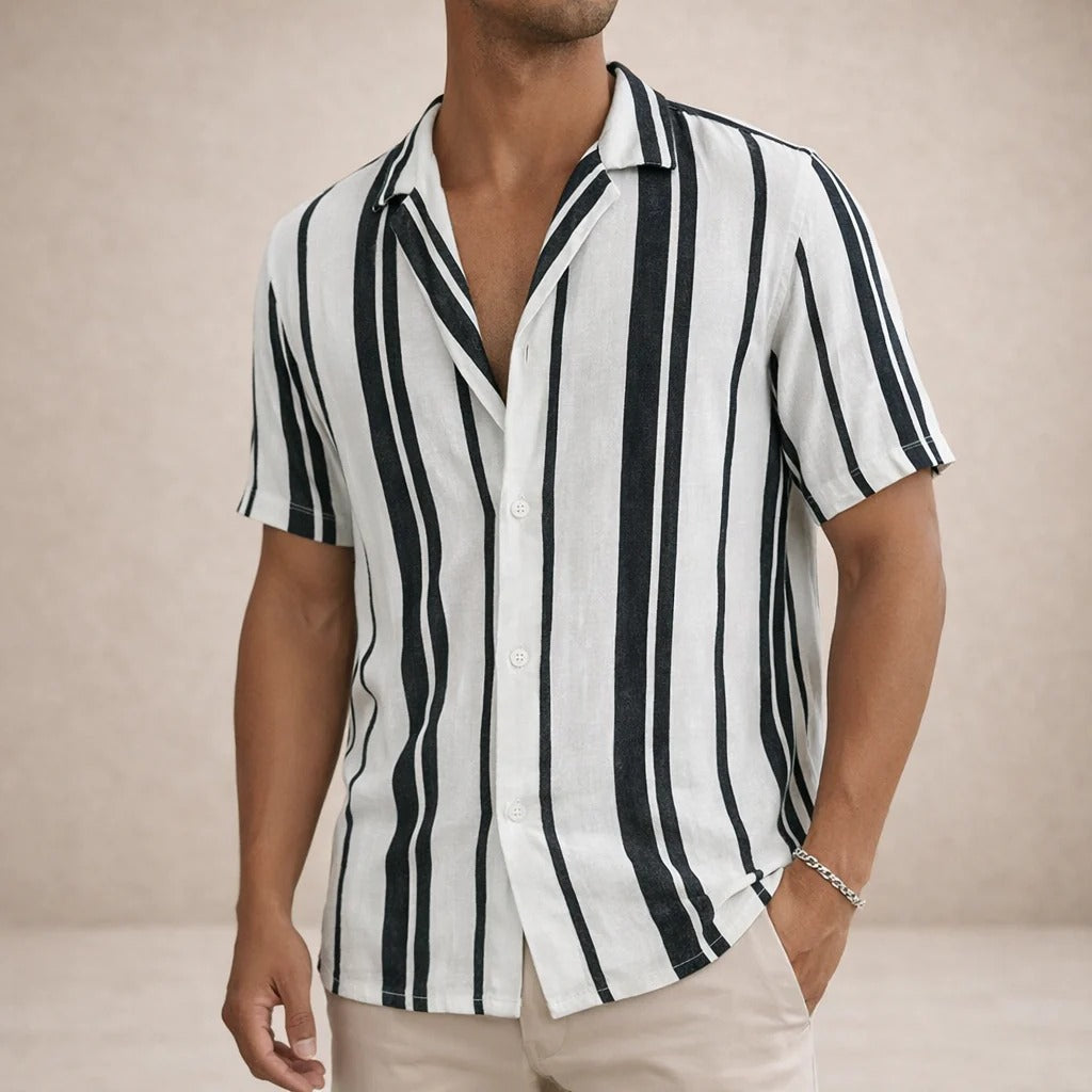 The Beacon Men's Casual Striped Linen Shirt