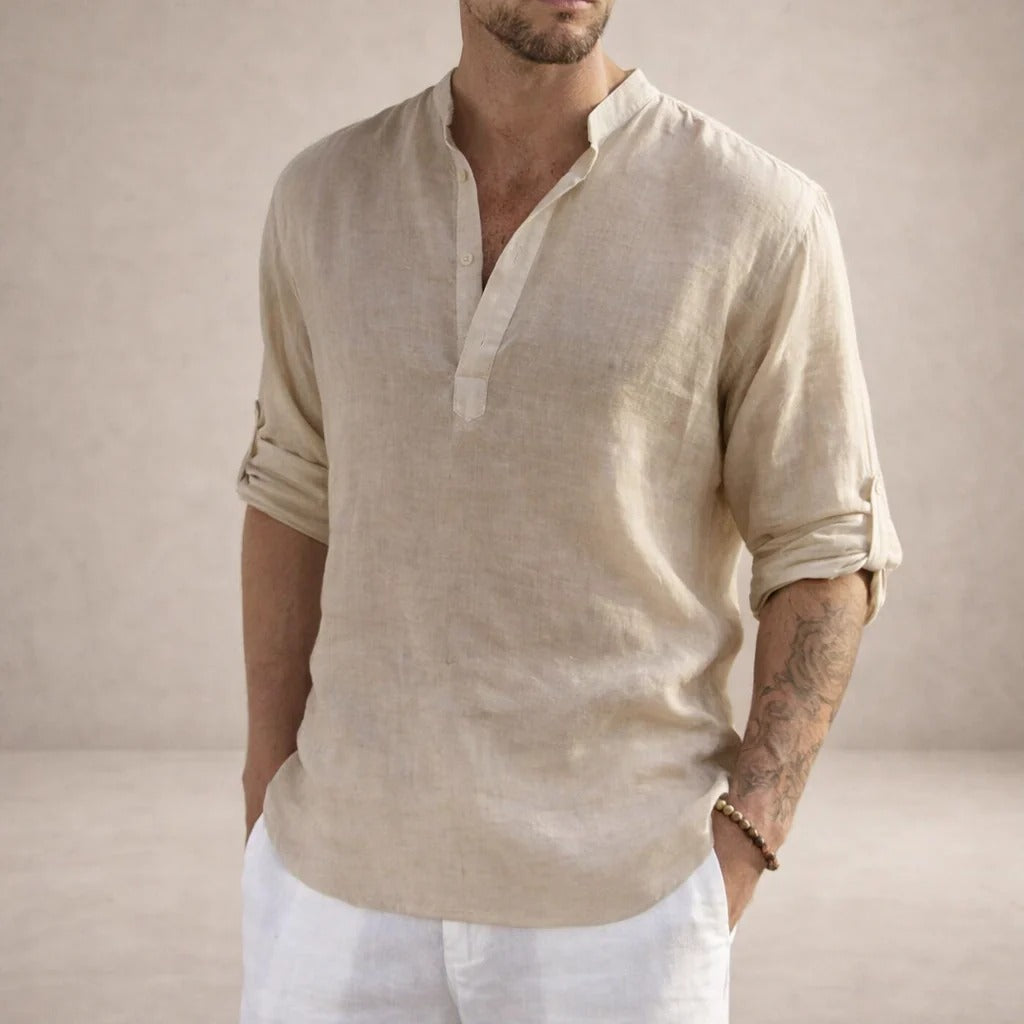 The Greenpoint Men's Lightweight Linen Henley Shirt
