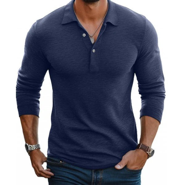 The Ortisei Men's Smart Casual Stretch Long Sleeve Polo Shirt