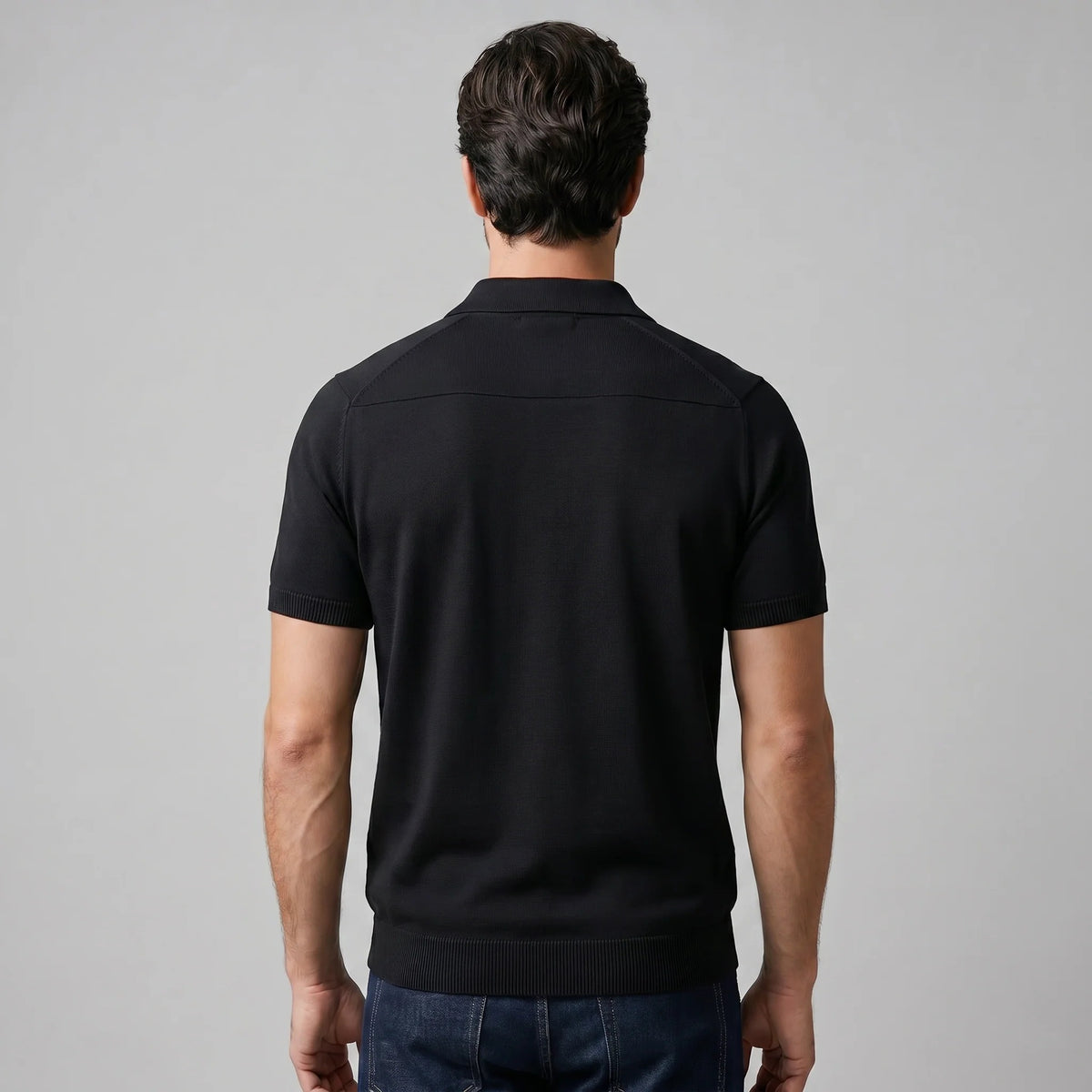 The Venetian Men's Smart Casual Knit Open Collar Polo Shirt