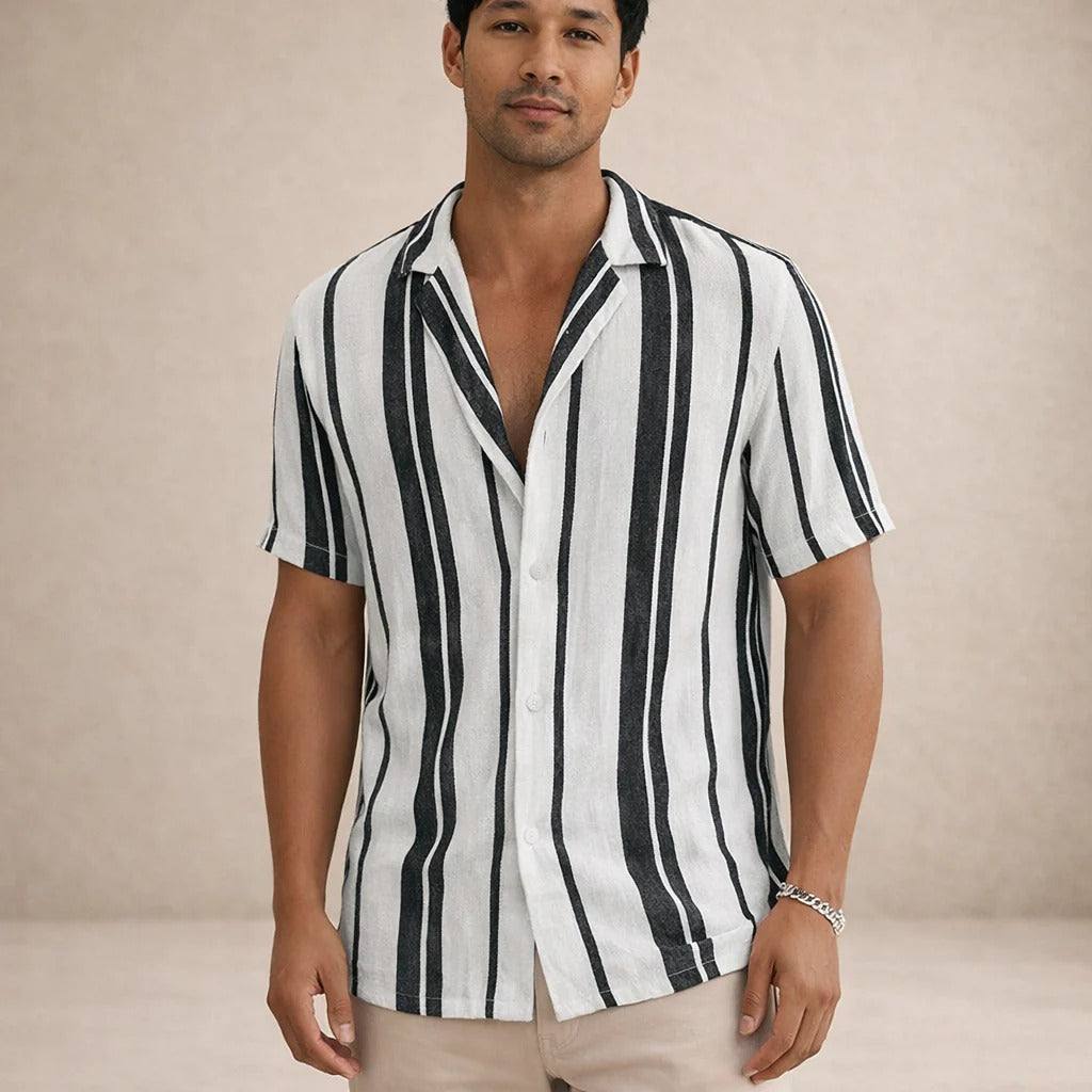 The Beacon Men's Casual Striped Linen Shirt