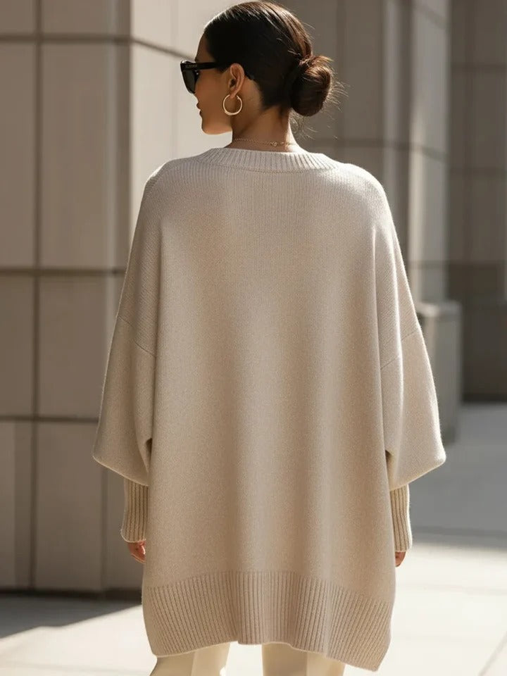 Women's Oversized Jumpers with Asymmetrical Hem