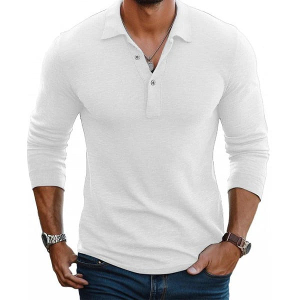 The Ortisei Men's Smart Casual Stretch Long Sleeve Polo Shirt