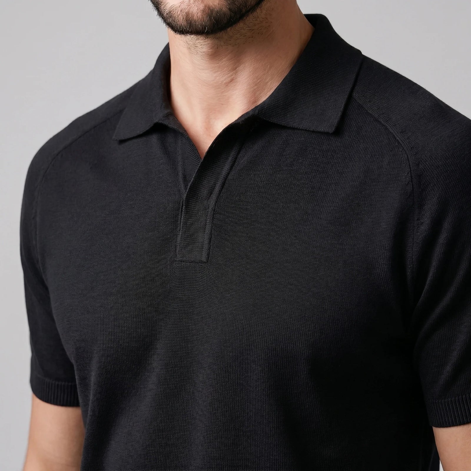 The Venetian Men's Smart Casual Knit Open Collar Polo Shirt