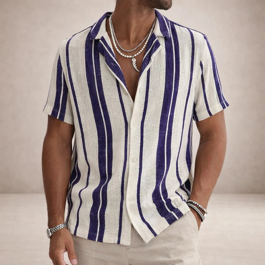 The Beacon Men's Casual Striped Linen Shirt