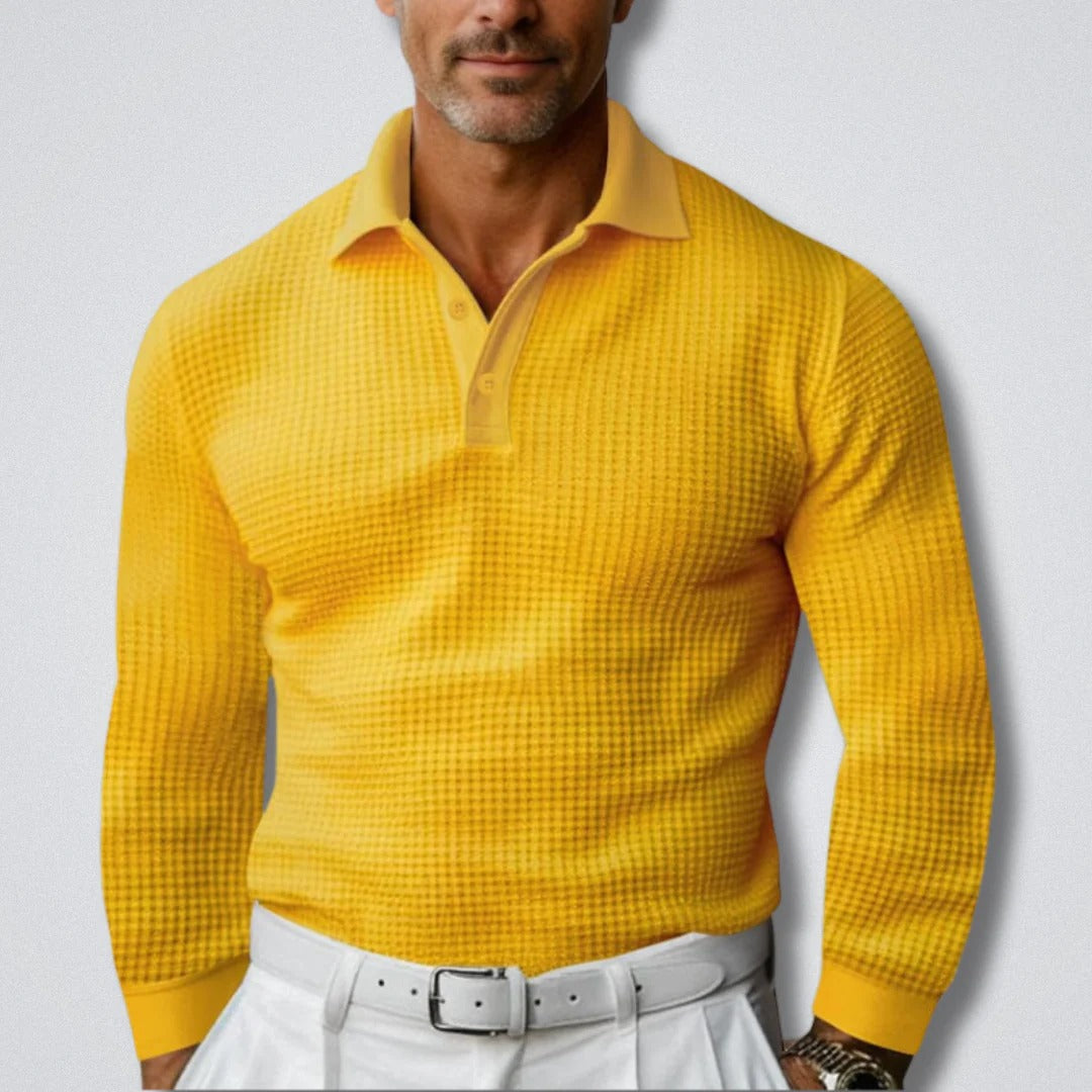 The Aventino Men's Trendy Long Sleeve Knit Polo Shirt