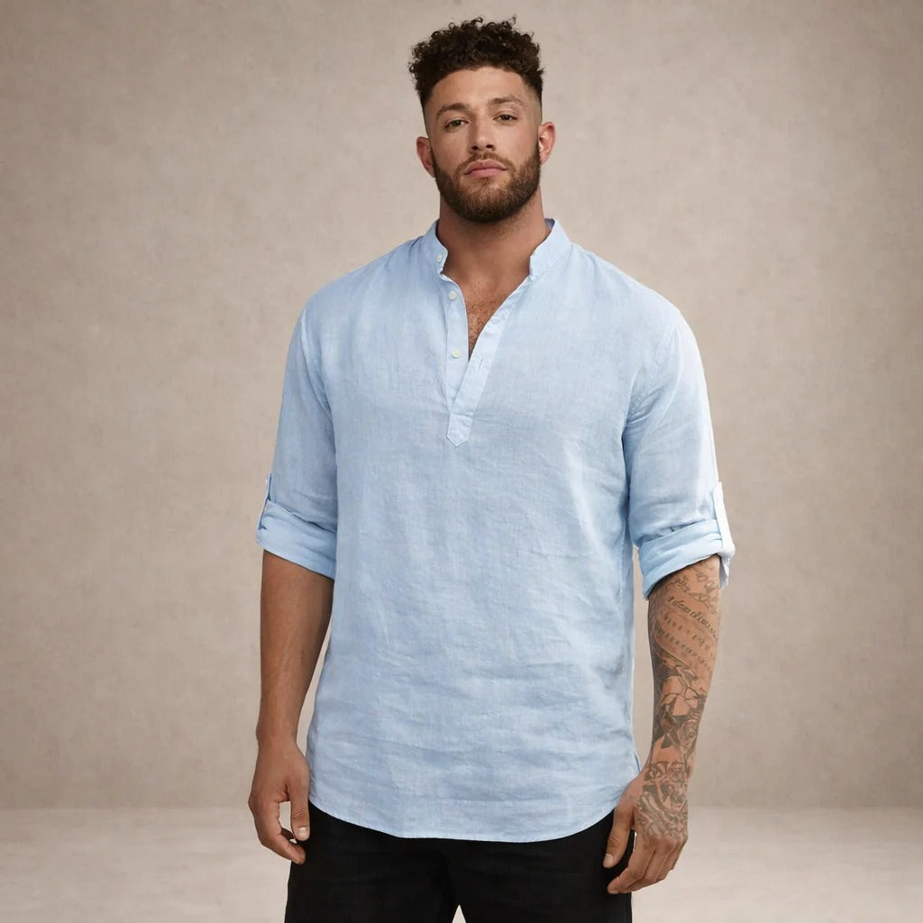 The Greenpoint Men's Lightweight Linen Henley Shirt