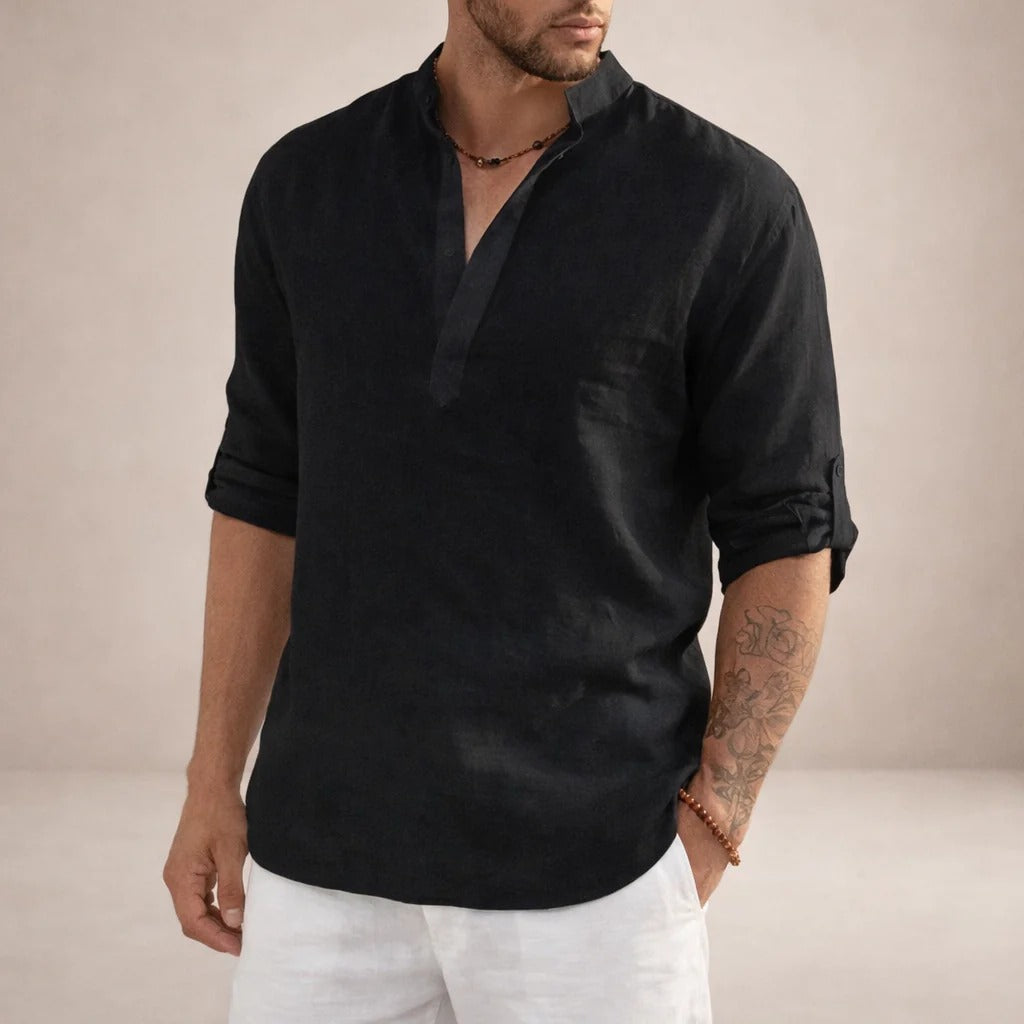 The Greenpoint Men's Lightweight Linen Henley Shirt
