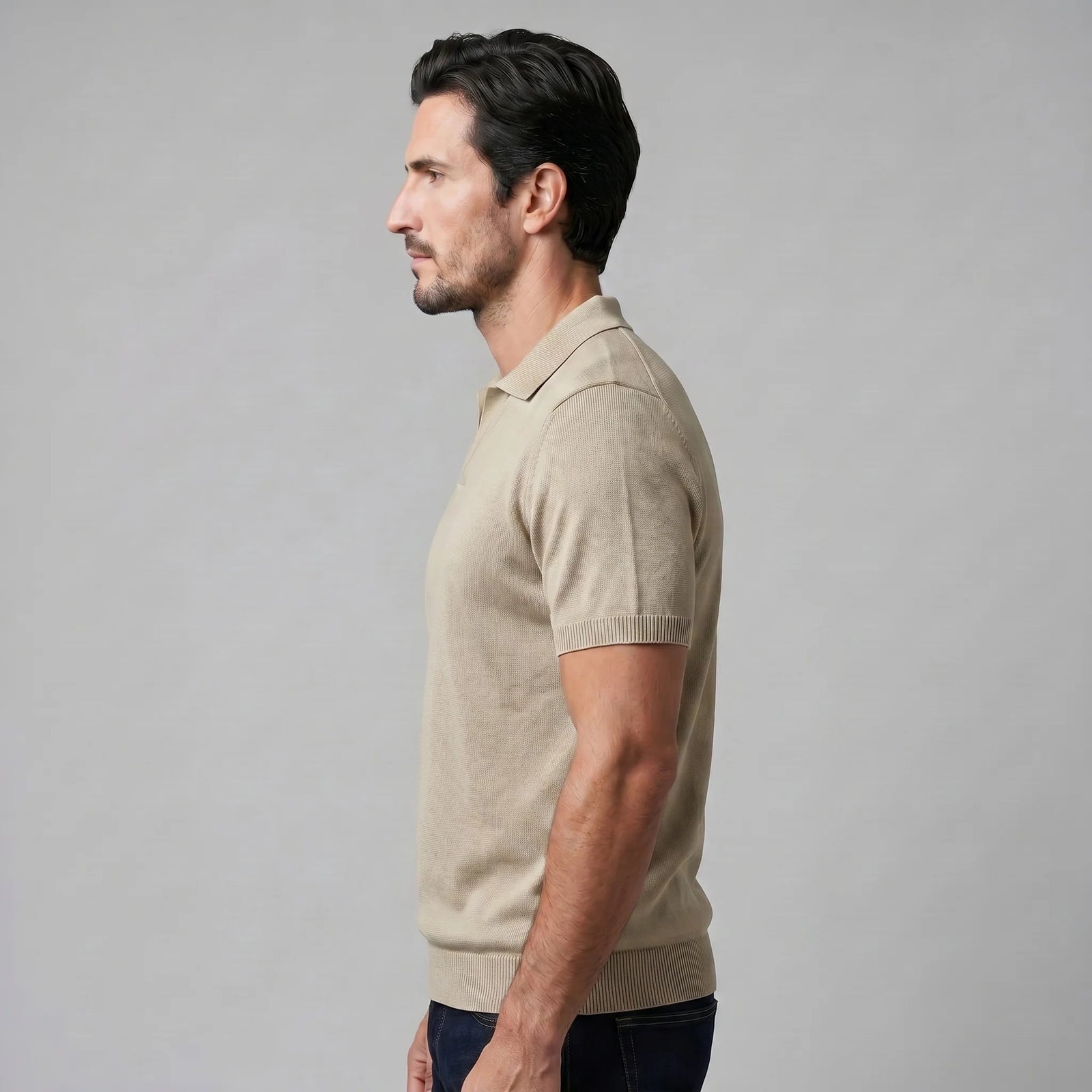 The Venetian Men's Smart Casual Knit Open Collar Polo Shirt