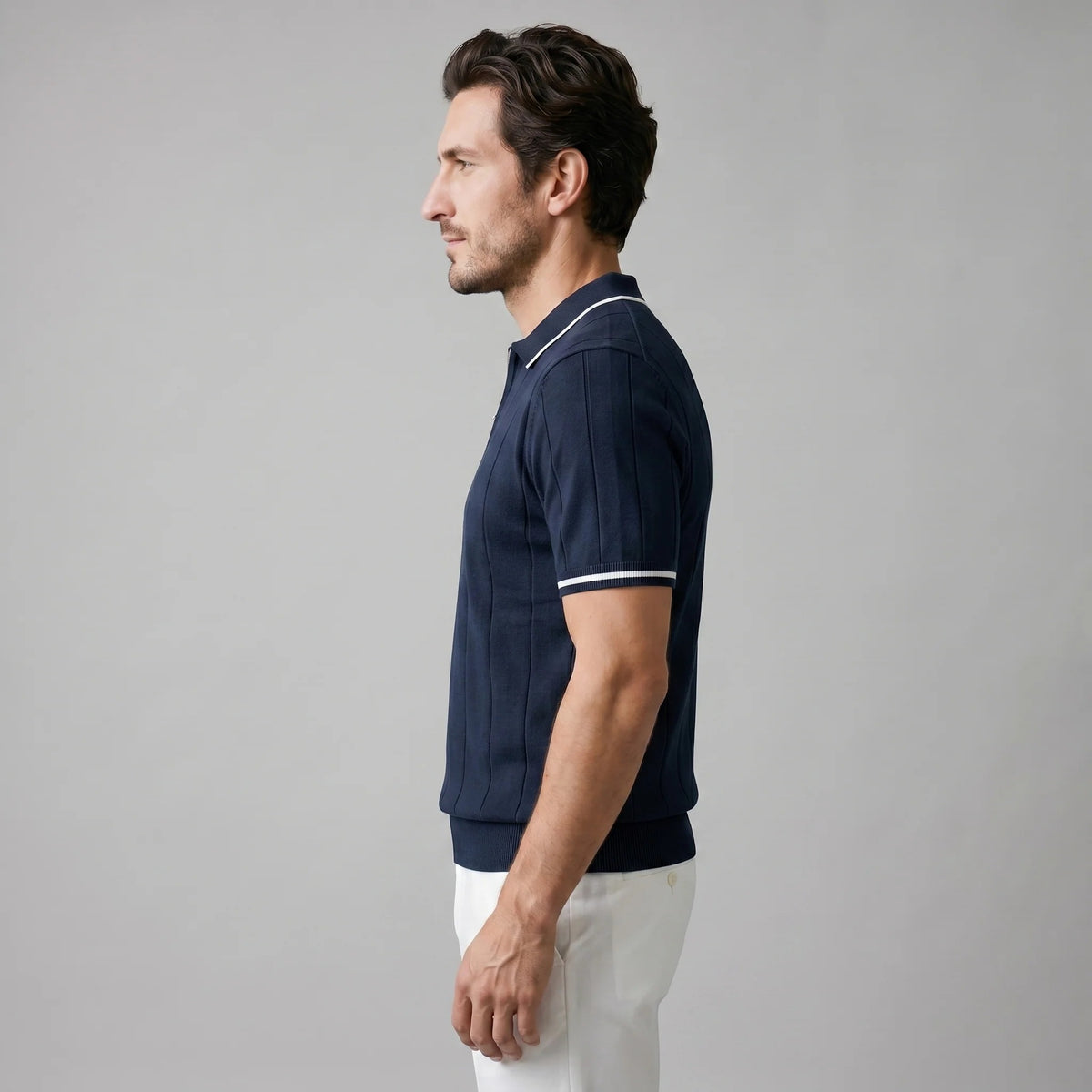 The Venezia Men's Smart Zip Neck Knit Polo Shirt
