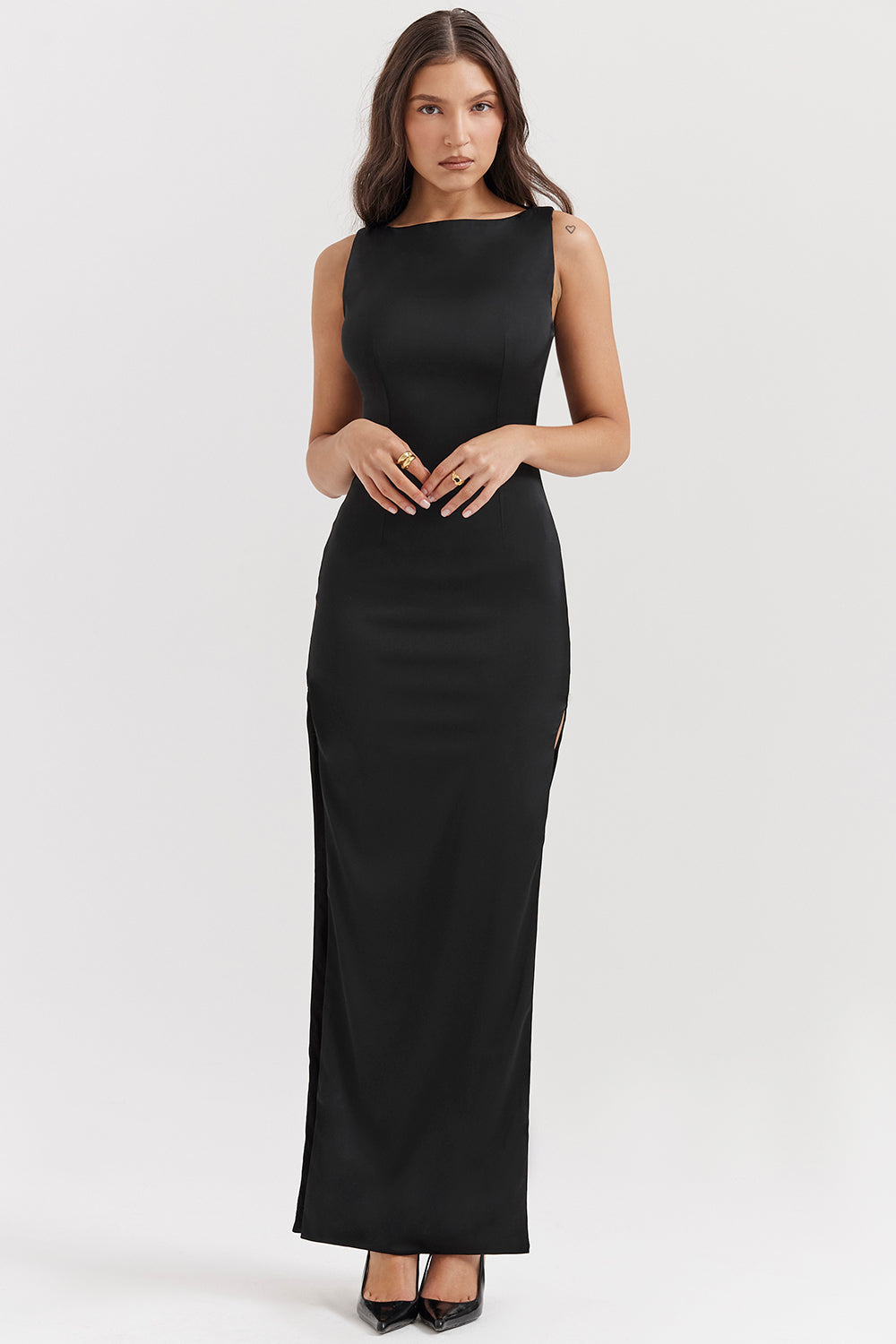 Women's Undecorated Black Evening Gown