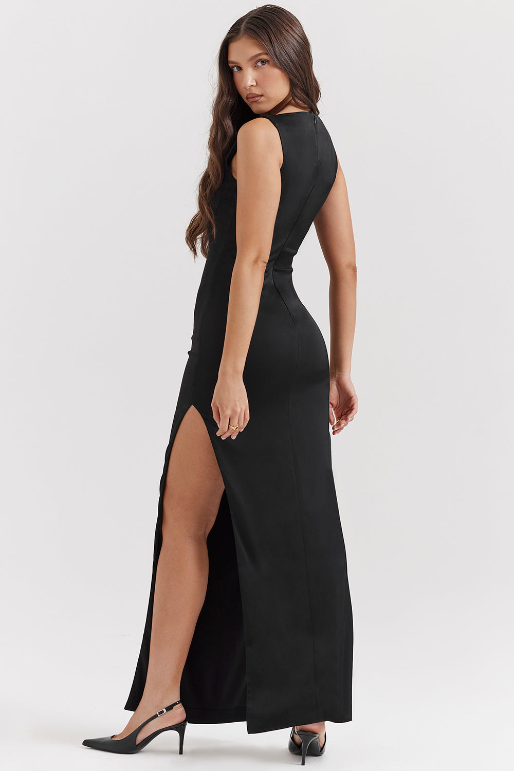 Women's Undecorated Black Evening Gown