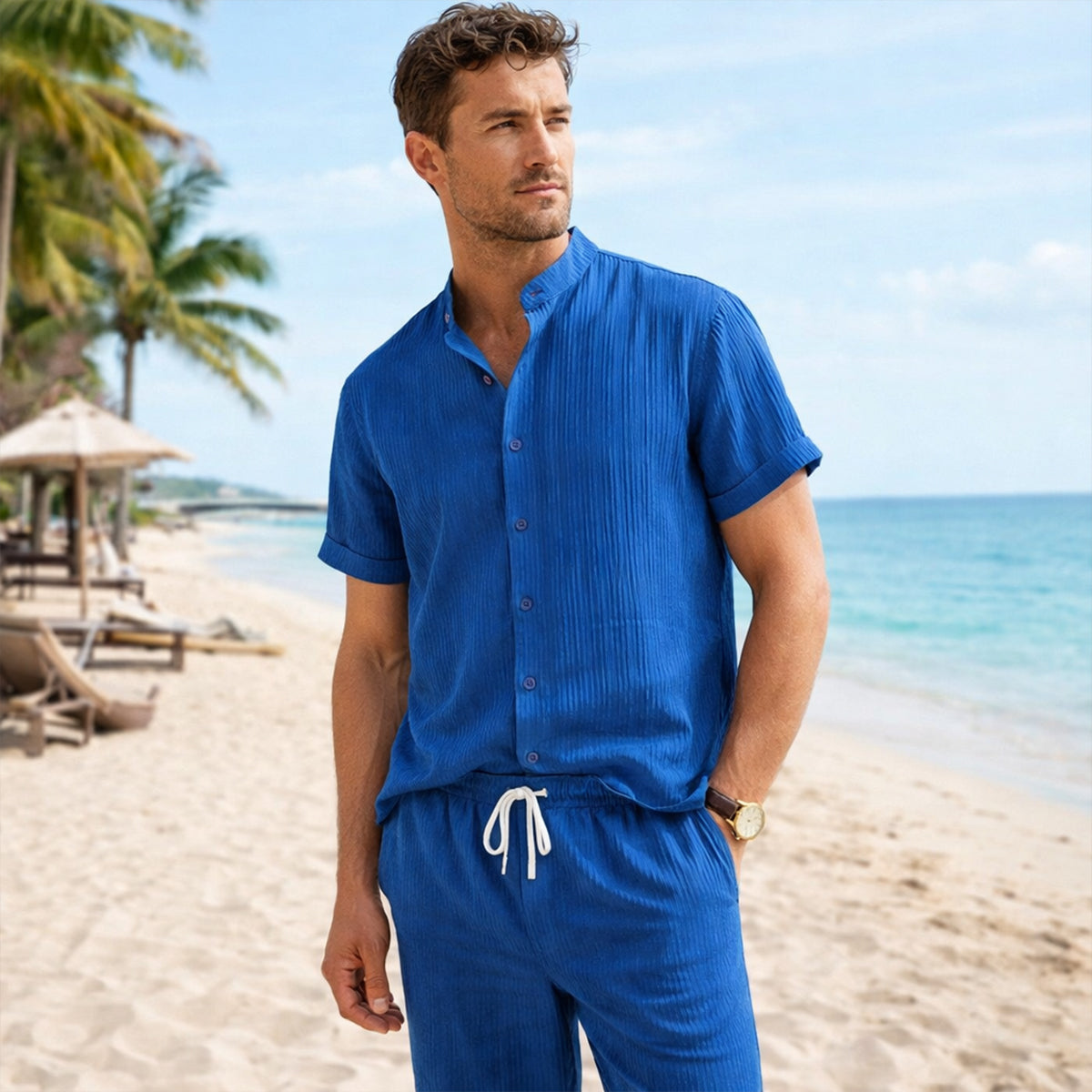The Pinewater Men’s Linen Summer Trendy Set – Shirt & Trousers