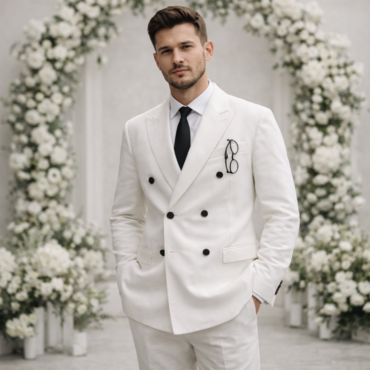 The Castelmola Men’s Elegant Double Breasted Linen Blazer