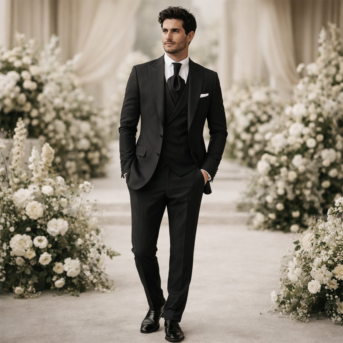 The Arenzano Men’s 3 Piece Suit – Slim Fit Elegant Wedding & Dinner Suit Set