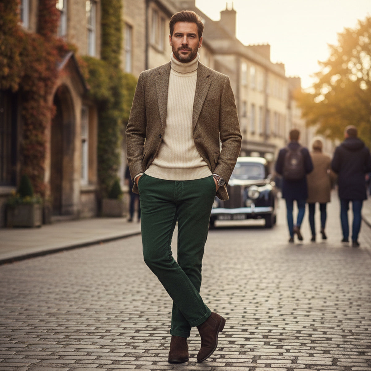 The Jefferson Men’s Classic Herringbone Tweed Blazer