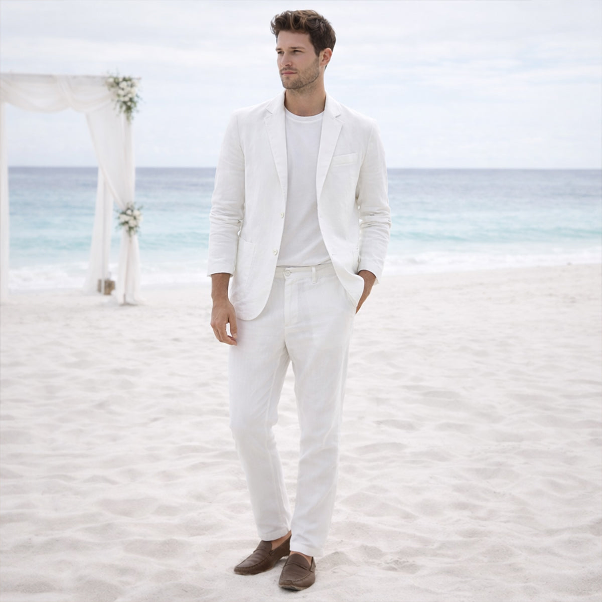 The Vipiteno Men’s Cotton Linen Two Piece Suit Set – Casual Blazer and Trousers