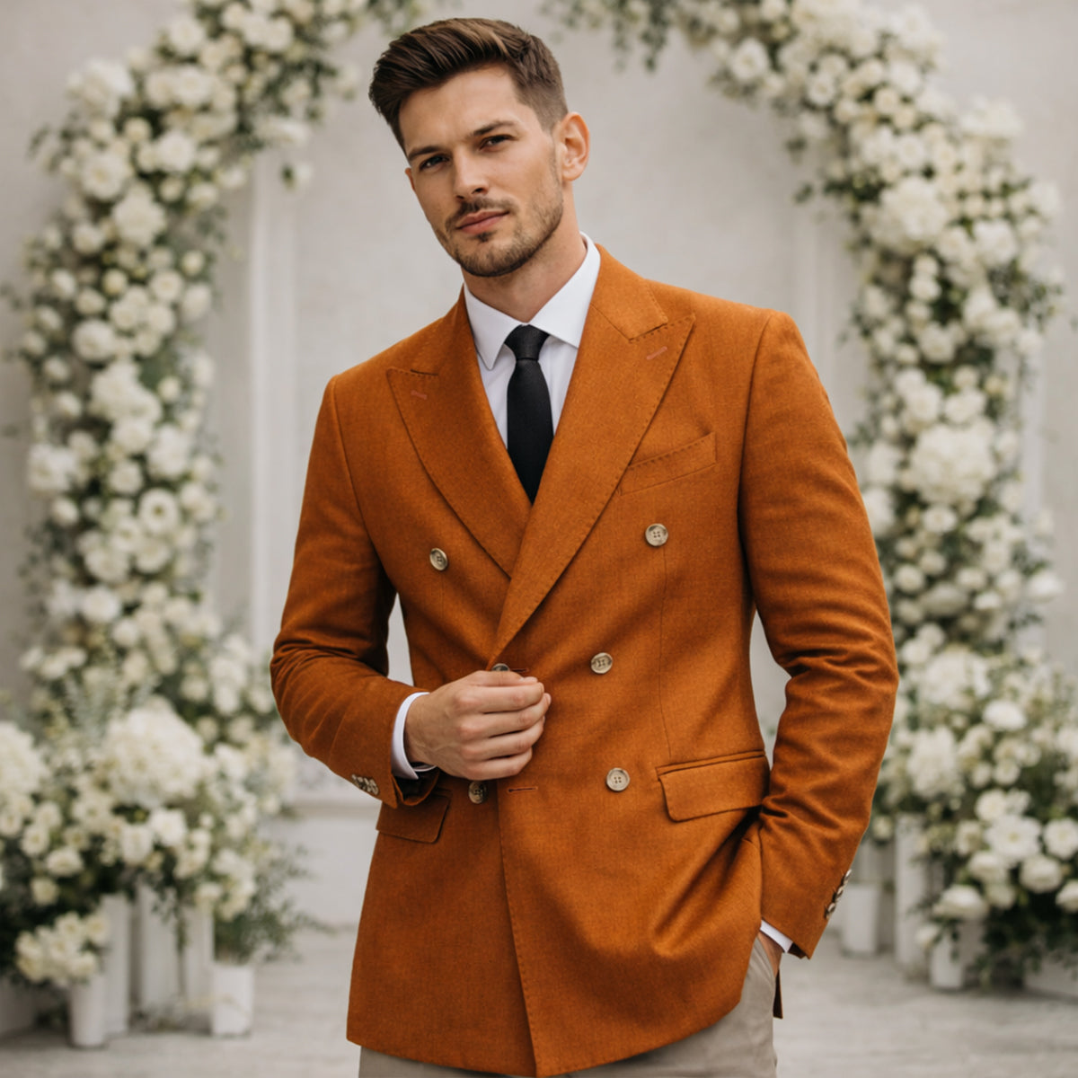 The Castelmola Men’s Elegant Double Breasted Linen Blazer
