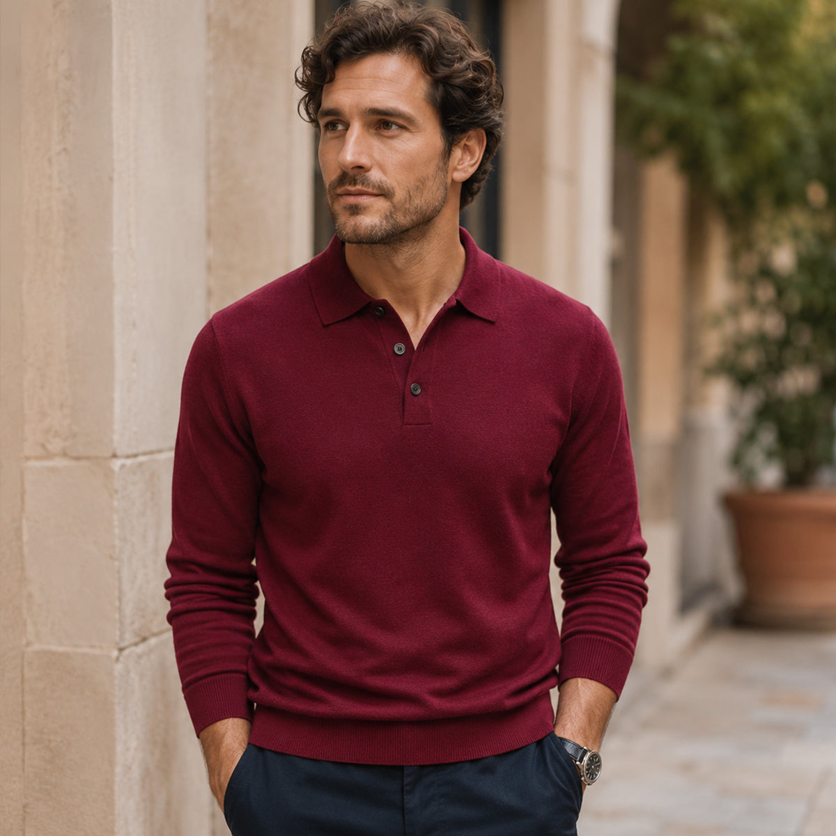 Men’s Merino Wool Knit Smart Trendy Polo Jumper