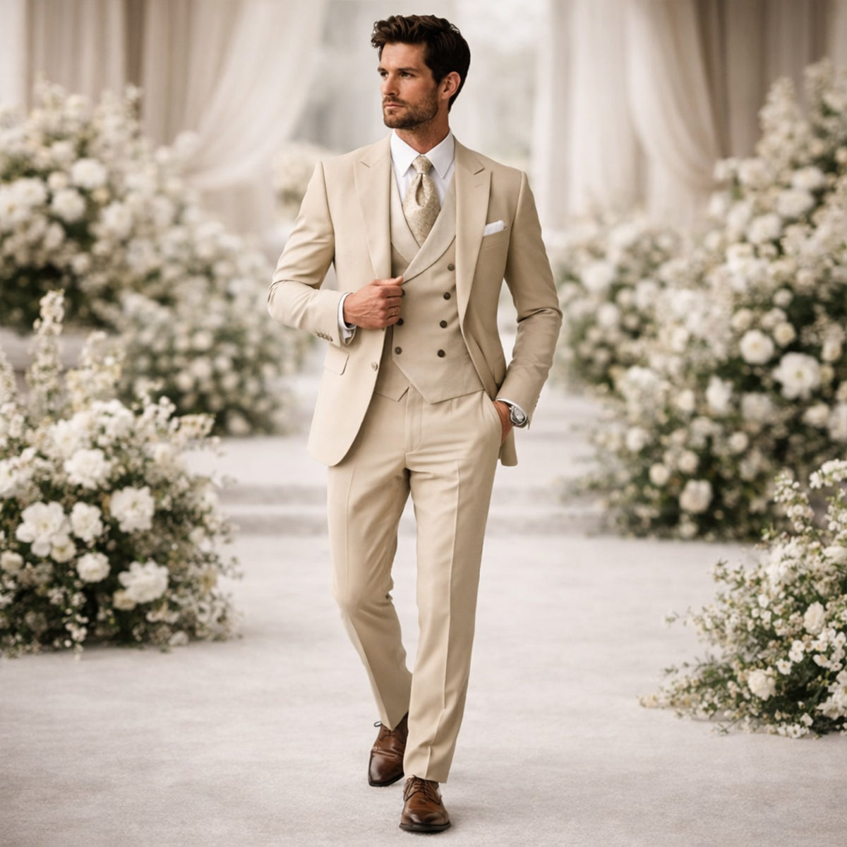 The Arenzano Men’s 3 Piece Suit – Slim Fit Elegant Wedding & Dinner Suit Set