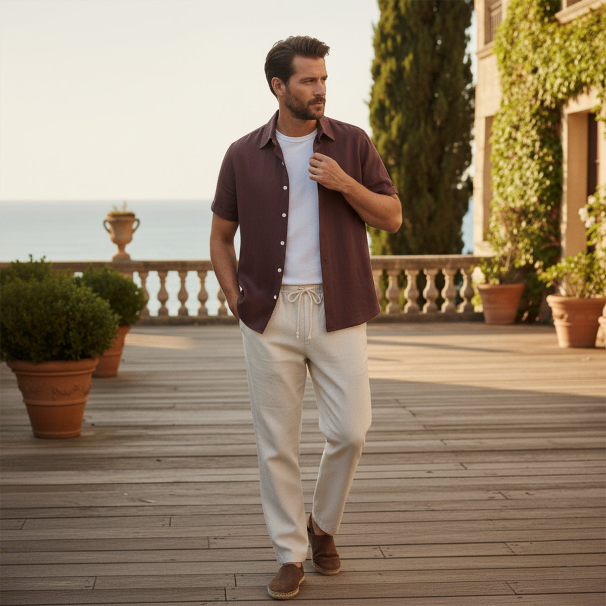 The Amalfi Linen Set – Summer Shirt & Trousers for Men