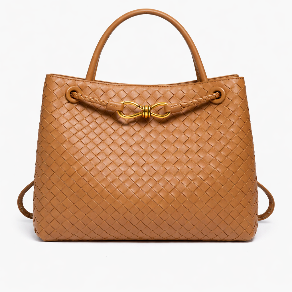 Woven Tote Bag – Soft Vegan Leather Shoulder Bag