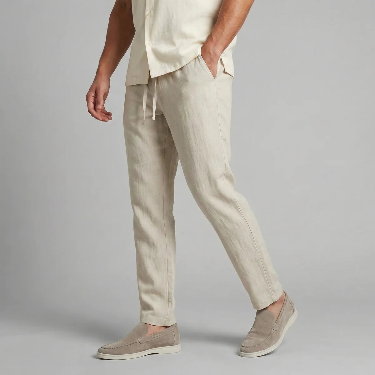 The Cremona Men's Relaxed Fit Linen Drawstring Trousers