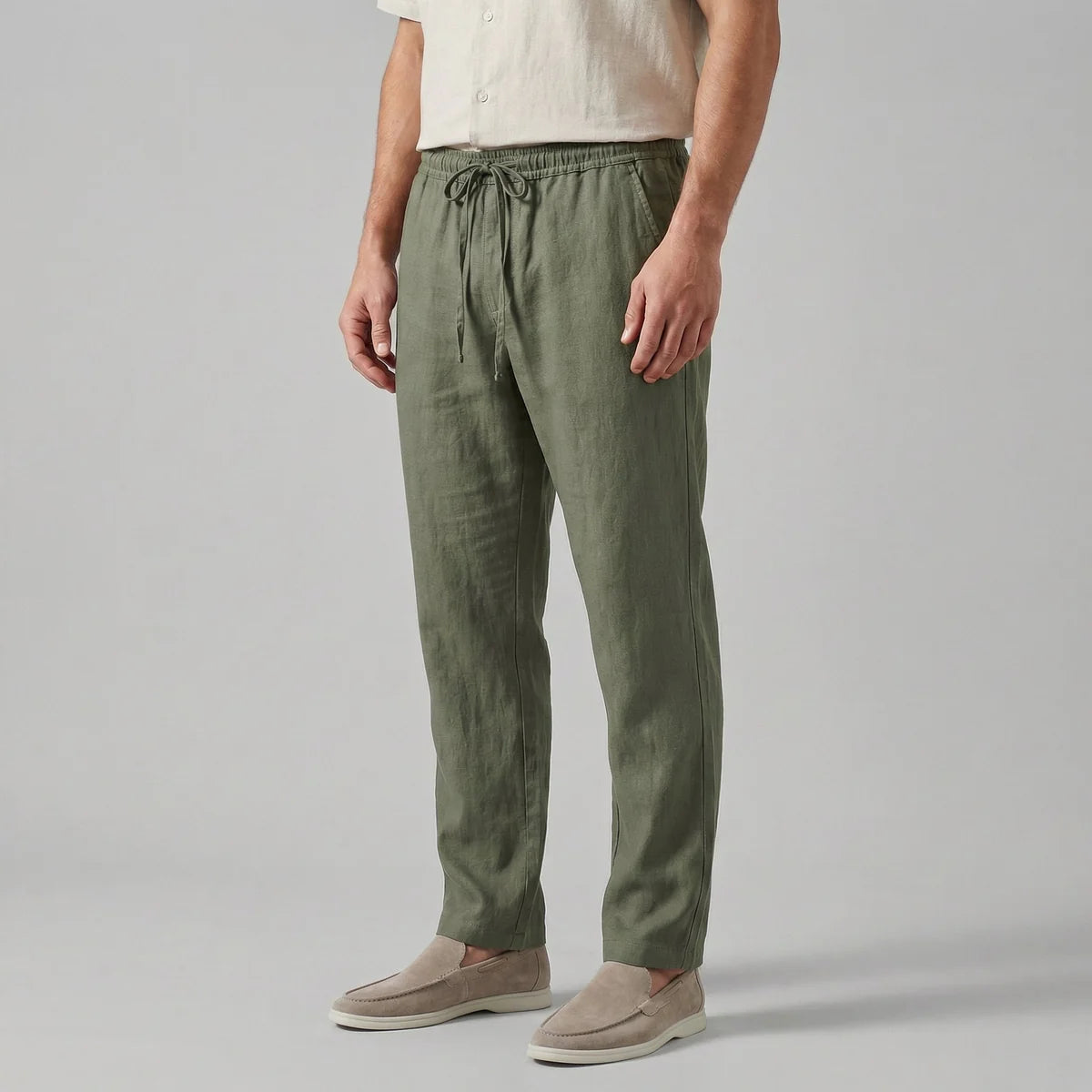 The Cremona Men's Relaxed Fit Linen Drawstring Trousers