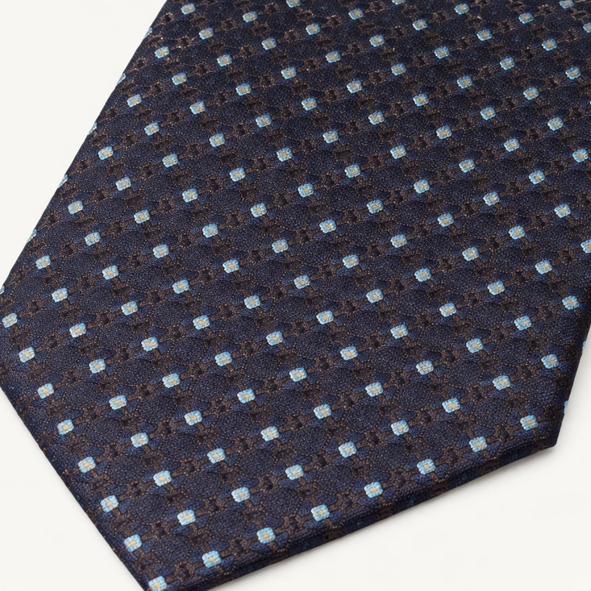 The Monterosso Men’s Luxury Silk Neck Tie - Patterned Navy Blue
