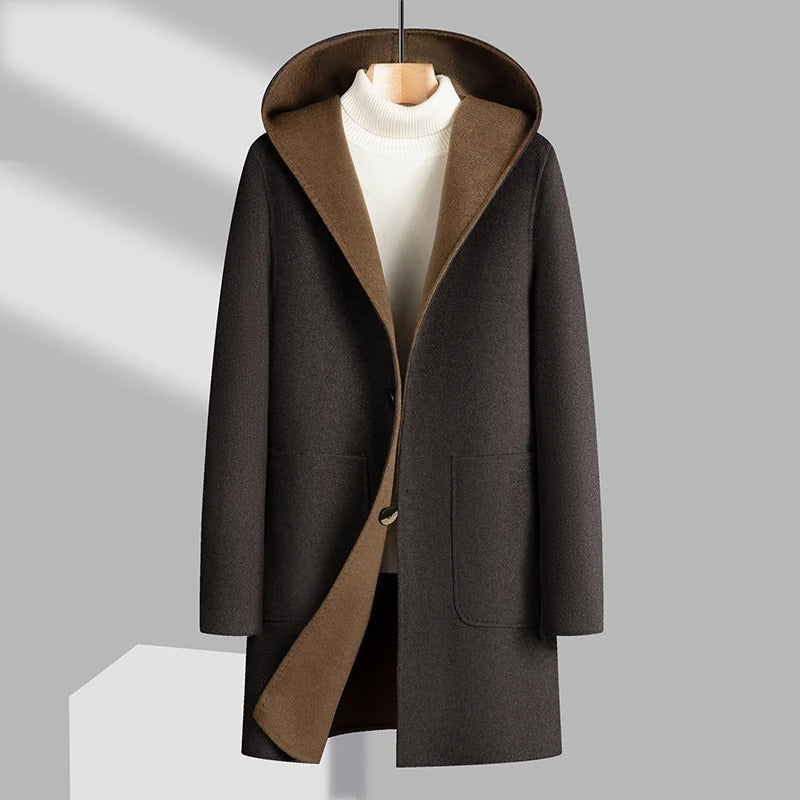 The Portman Men's Hooded Wool Blend Overcoat