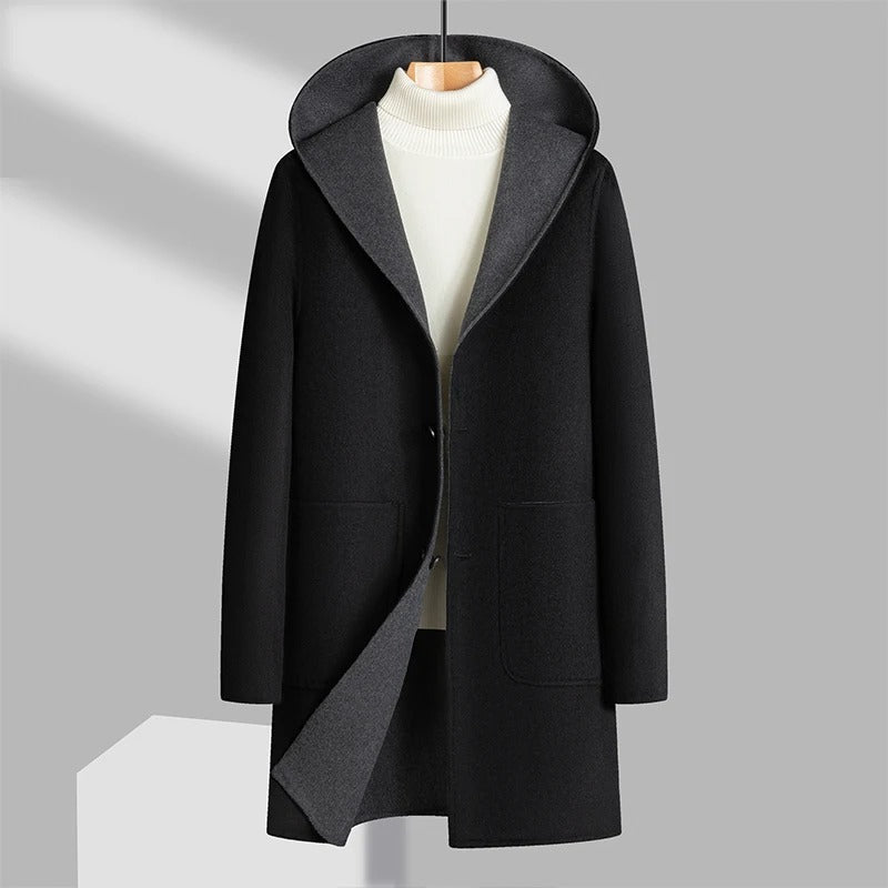 The Portman Men's Hooded Wool Blend Overcoat