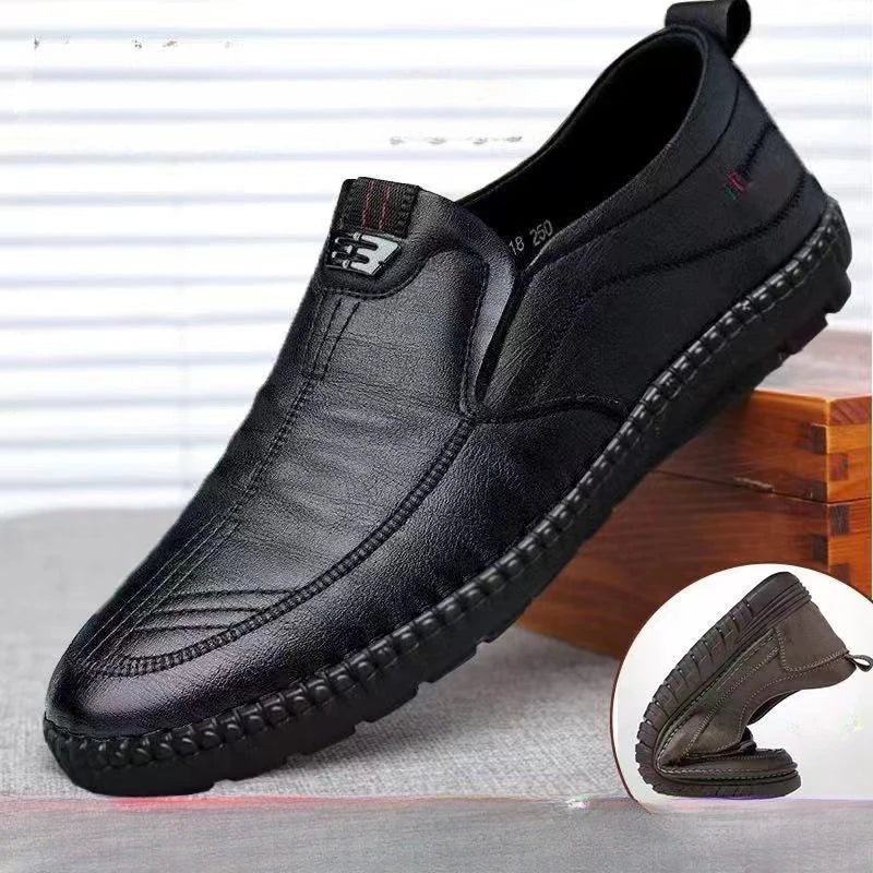 The Temple Men's Leather Slip On Walking Loafers