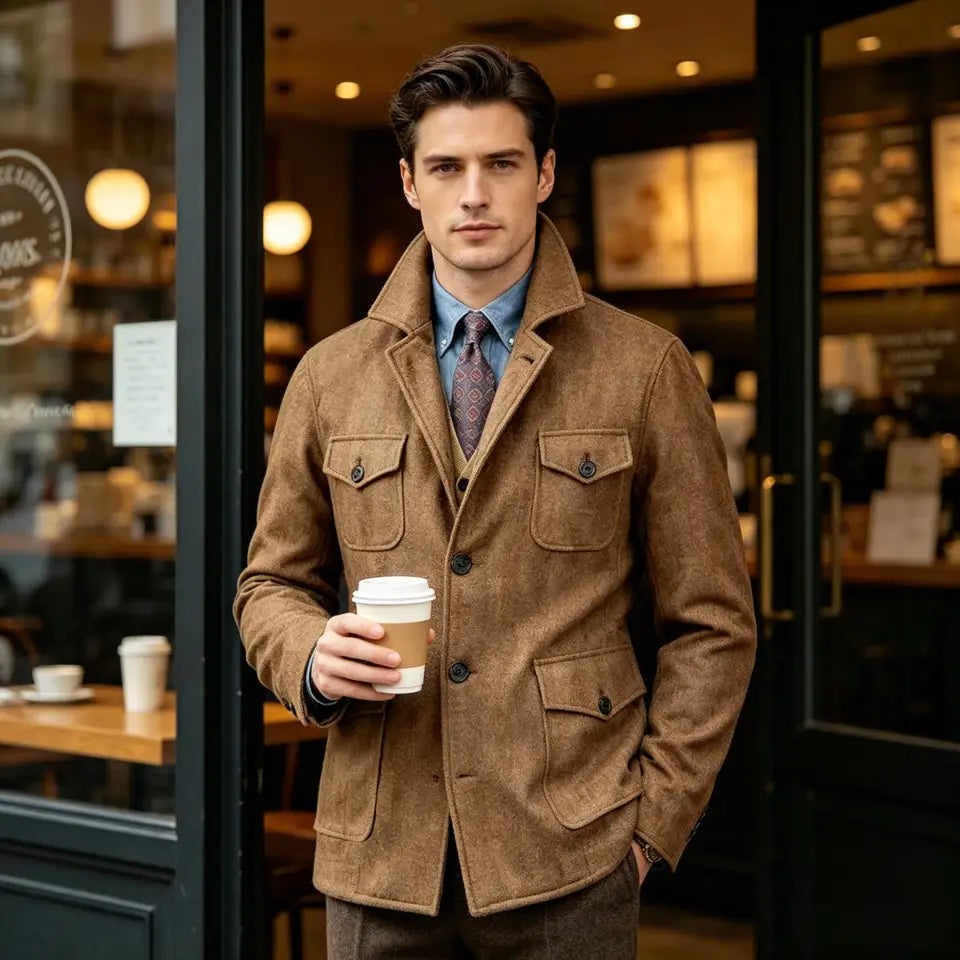 The Regent Men's Multi Pocket Wool Blend Field Jacket