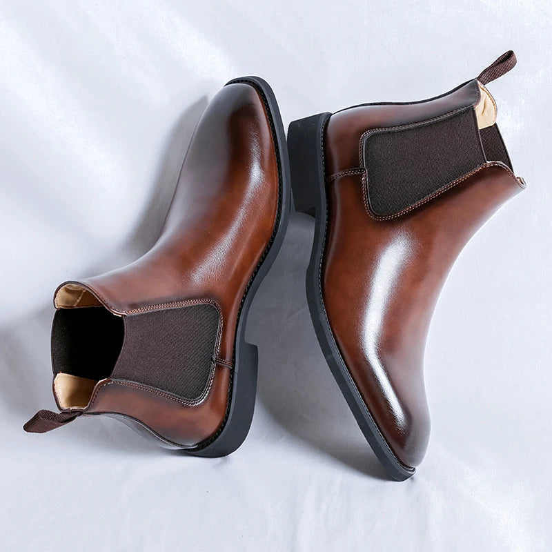 The Clapham Men's Pointed Toe Leather Chelsea Boots