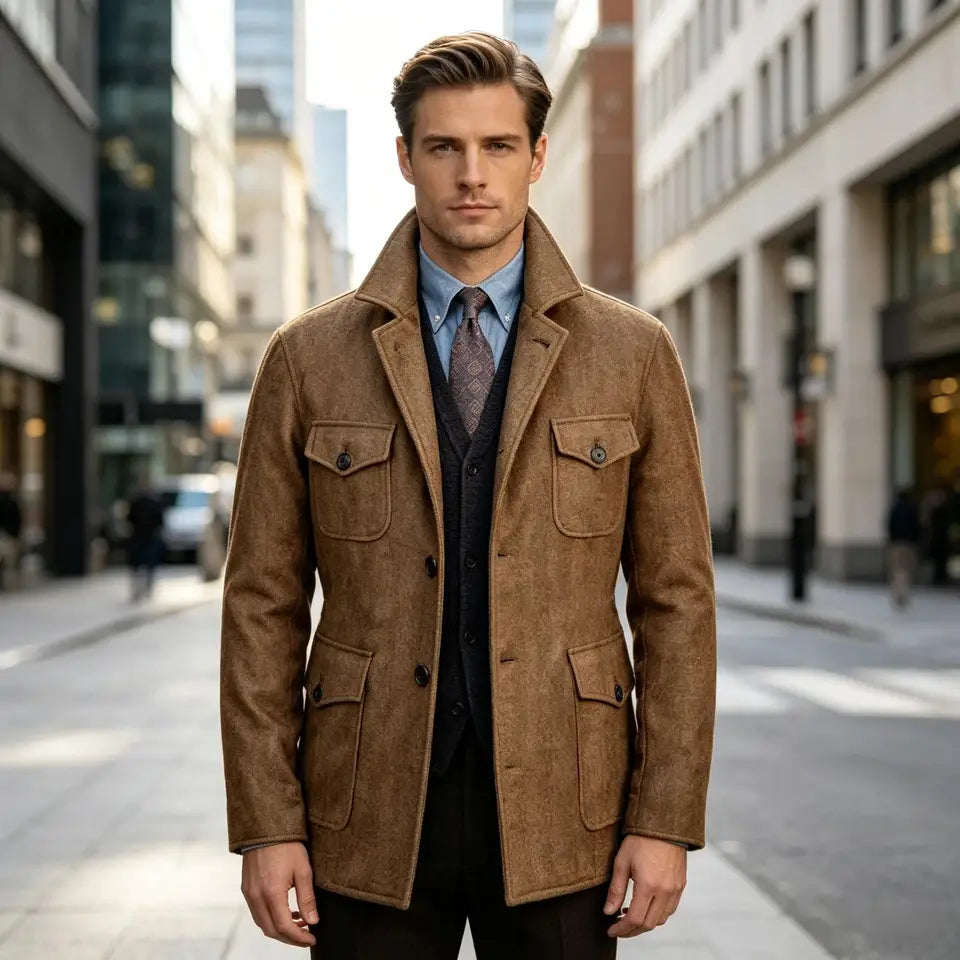 The Regent Men's Multi Pocket Wool Blend Field Jacket
