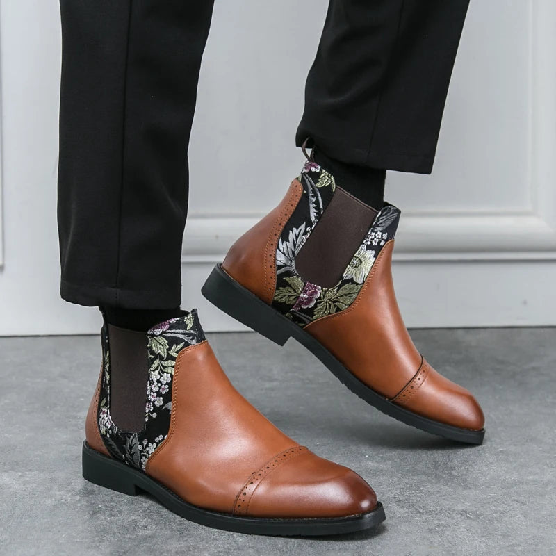 The Spitalfields Men's Embroidered Chelsea Boots